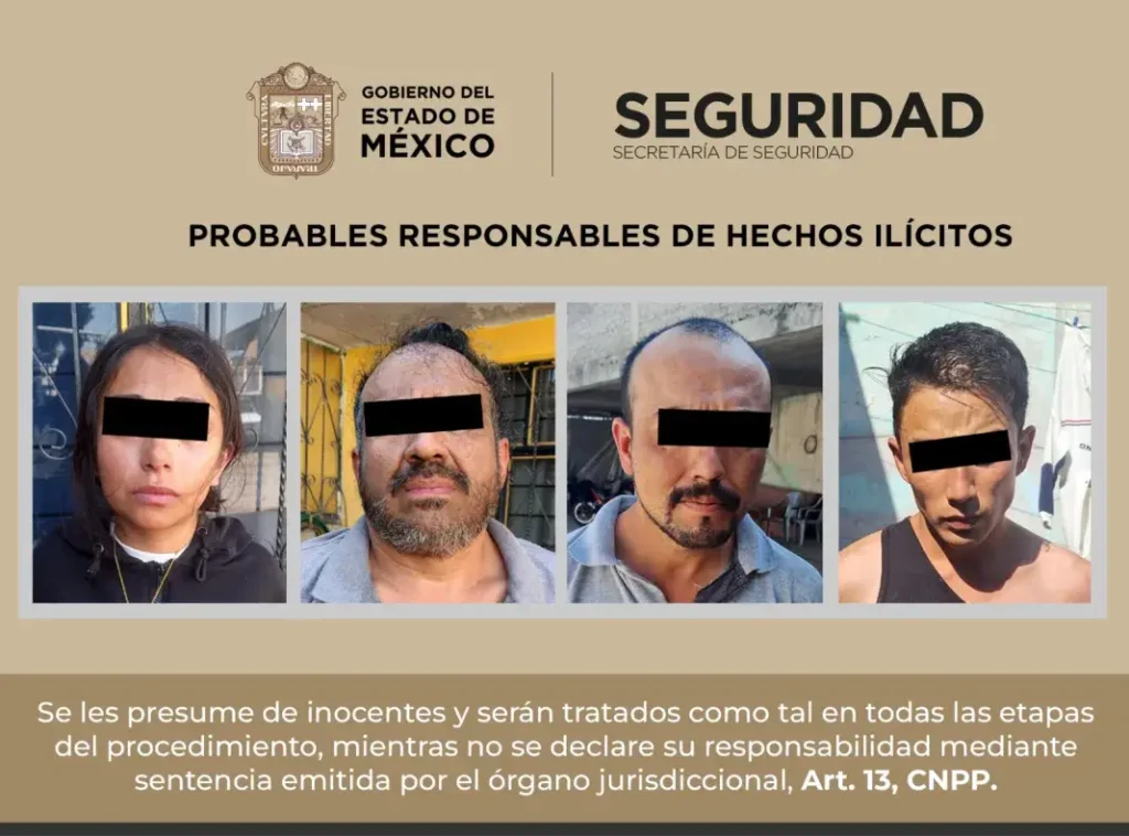 Detienen a cuatro posibles implicados en robo a transporte de carga en Tultitlán.